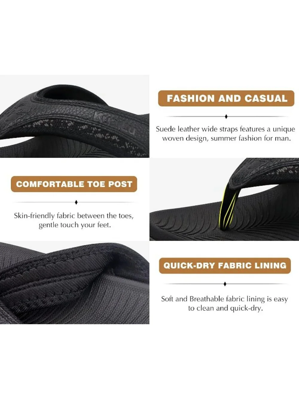 Men's Black Arch Support Sport Flip Flops Comfort Orthotic Thong Sandal Shoes